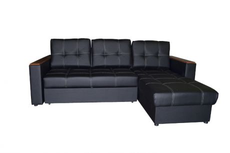 Угловой диван "Атлант-А" в наличии в обивке черный матовый