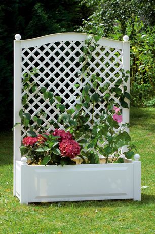 Большой ящик для растений с шпалерой 100 см белый 37001