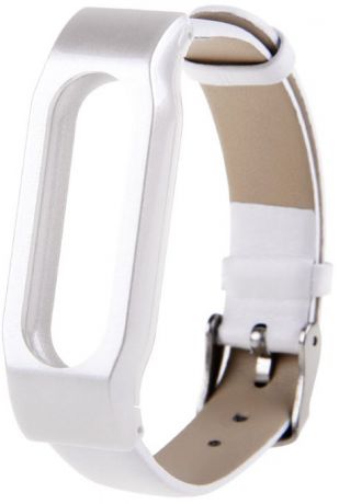 Xiaomi Leather Wristband - сменный ремешок для Xiaomi Mi Band (Silver/White)