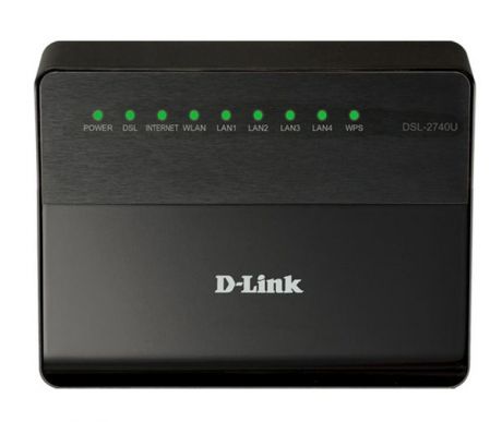 D-Link DSL-2740U/RA/U1A ADSL2+ - беспроводной маршрутизатор (Black)