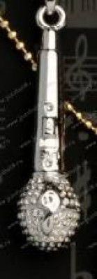 Музыкальный сувенир Кулон МИКРОФОН со скрип ключом 3,5см Цвет: Серебро