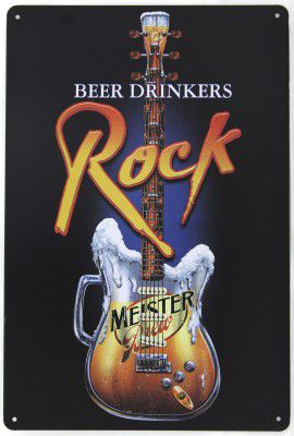 Музыкальный сувенир Металлическая табличка эмалировонная Rock Bear Drinkers 20 х 30 см