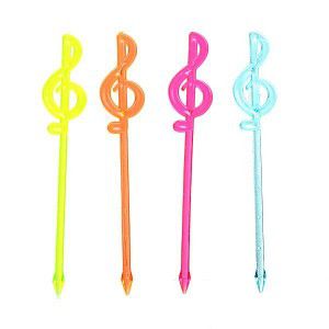 Музыкальный сувенир Шпажки для канапе Скрипичный ключ (10 шт в упаковке), прозрачный пластик
