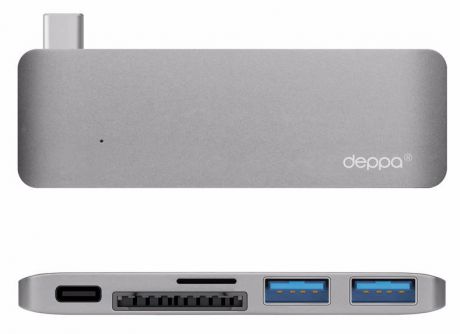 Адаптер Deppa USB-C для Macbook, 5в1 (Графитовый)
