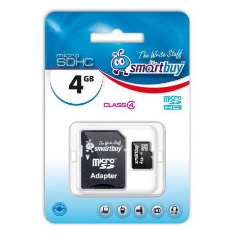Smartbuy Smart Buy MicroSDHC с адаптером SD microSDHC, 8Гб, Class 4