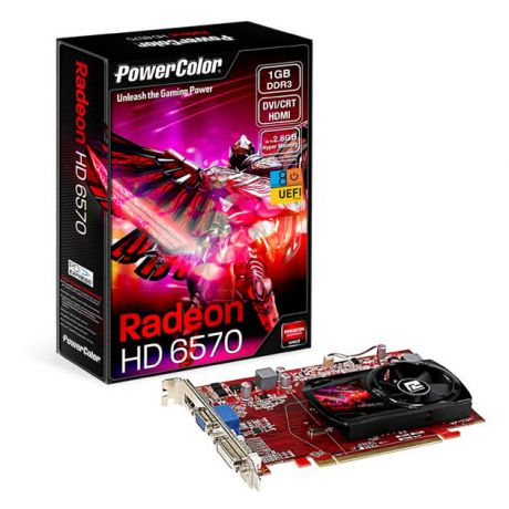 PowerColor PowerColor Radeon HD 6570 650Mhz PCI-E 2.1 1024Mb 1000Mhz 128 bit DVI HDMI HDCP 650МГц, 1024Мб, 1000