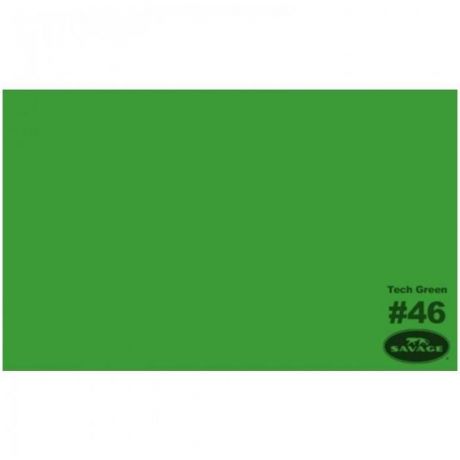 GREEN Фон бумажный Savage 46-12 WIDETONE TECH GREEN цвет "Хромакей Зеленый" RGB 54-156-71, 2,72 х 11 метров