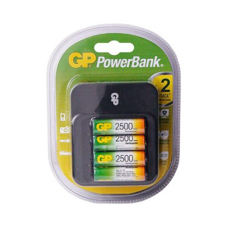 GP Зарядное устройство GP PowerBank PB550GS250-2CR4 (4xAA 2500 mAh)