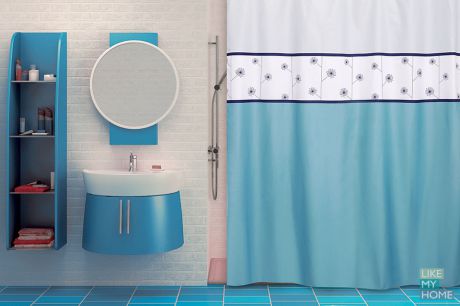 WESS Занавеска (штора) для ванной комнаты тканевая 180х200 см Calma WESS