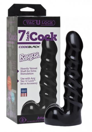 Насадка-фаллоимитатор Vac-U-Lock-7 Inch Raging Hard-Ons Cock, черная