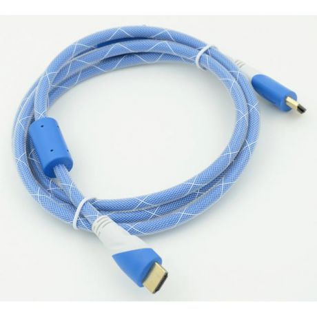 Кабель HDMI Ver.1.4 Blue/white jack HDMI(19pin)/HDMI(19pin) (1.8м) феррит.кольца Позолоченные контакты
