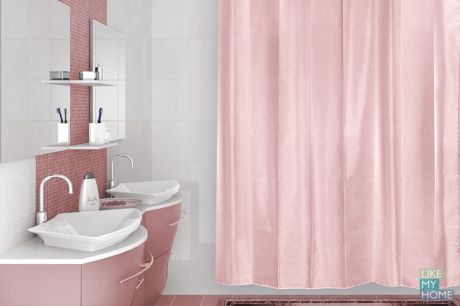 VERRAN Занавеска (штора) из ткани для ванной комнаты 180x180 см Checks pink VERRAN