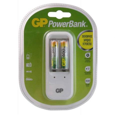 GP Аккумулятор + зарядное устройство GP PowerBank PB410GS65 AAA 650mAh (2шт.уп.)
