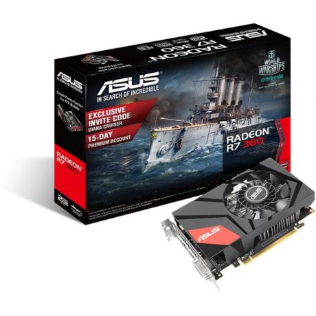 Asus Asus Radeon R7 360 128бит, 1100МГц, Поддержка HDCP, PCI-E 16x 3.0, 6000, 2048Мб