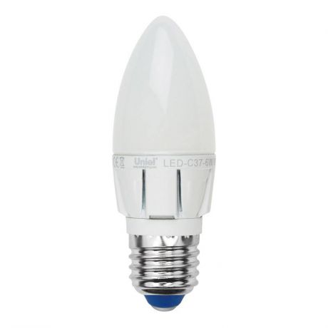 Лампа светодиодная (07900) E27 6W 3000K свеча матовая LED-C37-6W/WW/E27/FR ALP01WH
