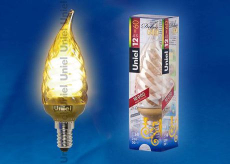 Лампа энергосберегающая (03861) E14 12W Gold свеча на ветру витая золотая ESL-C21-TW12/GOLD/E14