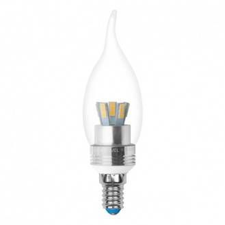 Лампа светодиодная (07894) E14 5W 3000K свеча на ветру прозрачная LED-CW37P-5W/WW/E14/CL