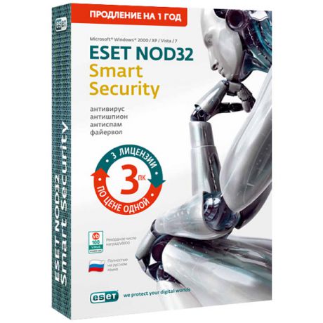 ESET NOD32 Smart Security Продл.лиц.на 1 г.на 3ПК