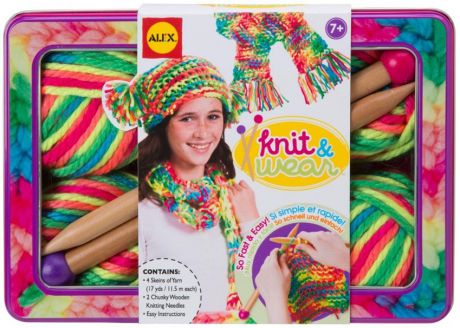 Набор для вязания Alex Разноцветные шарф и шапочка от 7 лет 182t