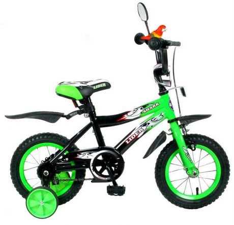 Велосипед Velolider Lider Shark 12" двухколёсный 12а-1287gn зеленый/черный