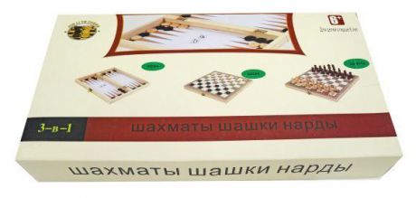 Настольная игра логическая 3 в 1 Шахматы, шашки, нарды w3418-4