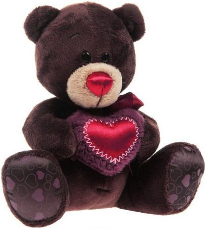 Мягкая игрушка Orange Choco с сердцем медведь коричневый искусственный мех текстиль 25 см c003/25