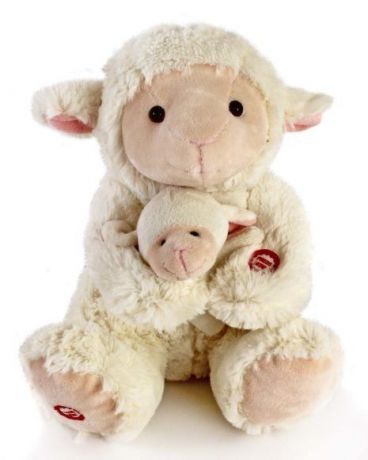 Мягкая игрушка Fluffy Family Мама и малыш "Овечка" белый искусственный мех 26 см 681018