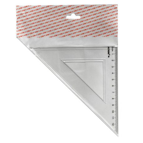 Треугольник 45*, длина 12 см,прозрачный,пластиковый,в инд.пакете с европодвесом apr11/45/tr