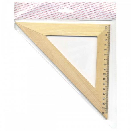Треугольник 45*, длина 18см,деревянный, в инд.пакете с европодвесом awr18/45