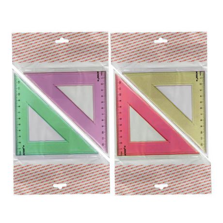Треугольник 45*, длина 12 см,флюоресцентный,прозрачный,пластиковый,4цв,в инд.пакете с европодвесом apr11/45/tf