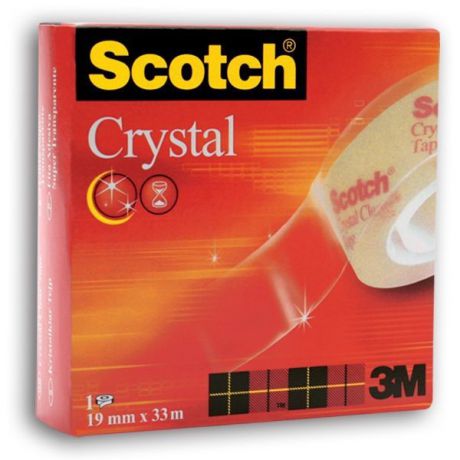 Лента канцелярская Scotch Cristal 600, прозрачная, 19 ммх33 м 600 3m