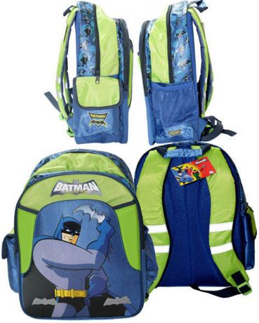 Школьный рюкзак Action! Бэтмен:отважный и смелый. с рельефной спинкой синий зеленый