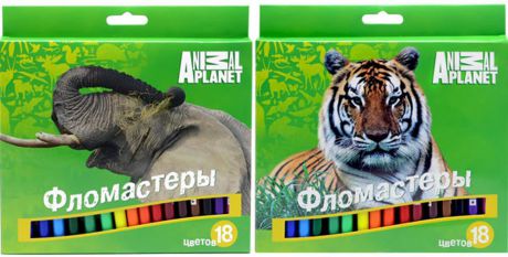 Набор фломастеров action! Animal Planet цв. вентил. колпачки, 18 цв., картон с европодвесом ap-awp105-18