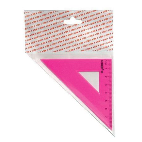 Треугольник 45*, длина 7 см,флюоресцентный,пластиковый,4цв,в инд.пакете с европодвесом apr7/45/fl