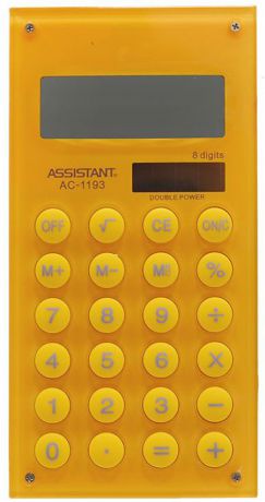 Калькулятор карманный Assistant AC-1193Yellow 8-разрядный