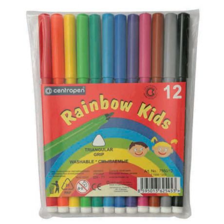 Набор фломастеров Centropen Rainbow Kids 12 шт разноцветный 7550/12