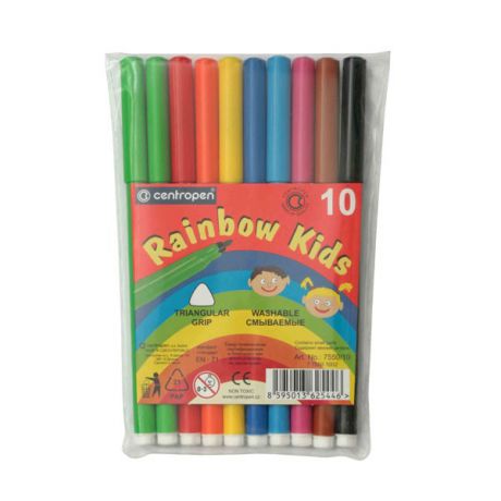 Набор фломастеров Centropen Rainbow Kids 10 шт разноцветный 2063895