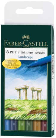 Набор капиллярных ручек Faber-Castell Pitt Artist Pen натуральные оттенки 6 шт разноцветный 167105