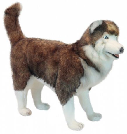 Мягкая игрушка Hansa Хаски собака белый коричневый синтепон искусственный мех 75 см 6031