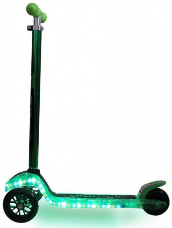 Самокат y-scoo Maxi Laser Show зеленый трехколёсный
