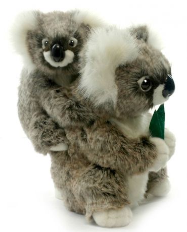 Мягкая игрушка Hansa Коала с детенышем коала белый серый искусственный мех синтепон пластик 28 см 2728