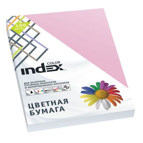 Бумага цветная Index Color, 100 листов, а4, розовый ic25/100