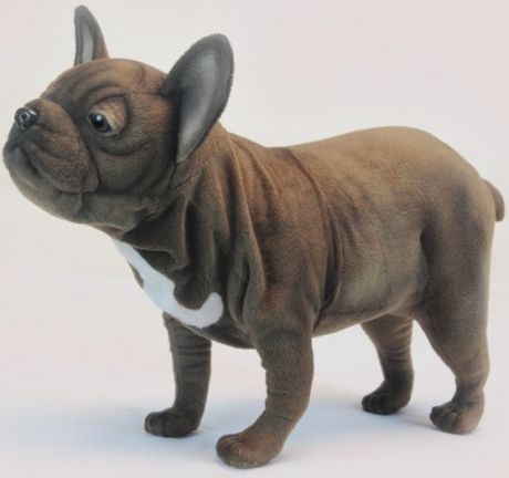 Мягкая игрушка Hansa Французский бульдог, стоящий собака коричневый искусственный мех синтепон 26 см 6594