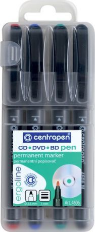 Набор маркеров перманентных Centropen cd-pen 1 мм 4 шт разноцветный
