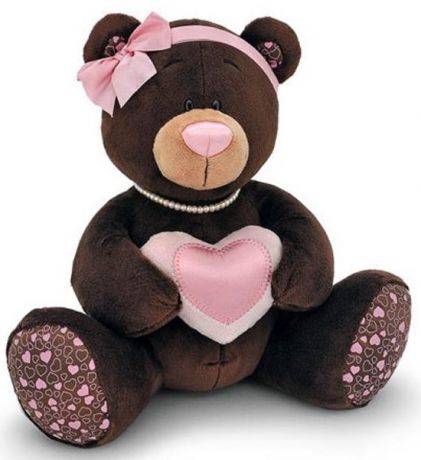 Мягкая игрушка Orange девочка Choco&Milkс с сердцем медведь коричневый плюш 30 см c003/25