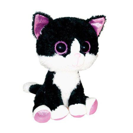 Мягкая игрушка Fancy Котик глазастик кот белый черный искусственный мех плюш 20 см