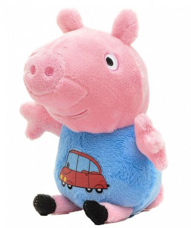 Мягкая игрушка Росмэн Джордж с машинкой свинка розовый голубой плюш текстиль 18 см