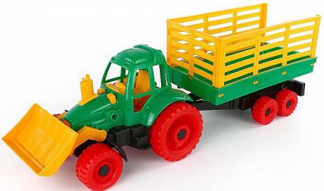 Трактор Нордпласт с грейдером и прицепом 58 см разноцветный