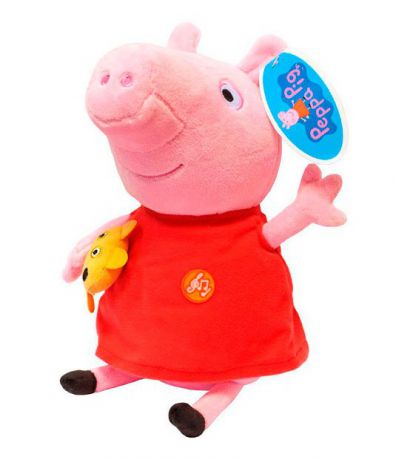Мягкая игрушка Росмэн Пеппа свинка красный розовый плюш ткань 30 см