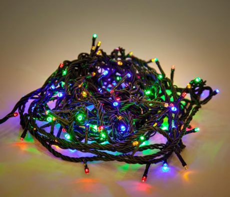 Гирлянда электрическая Новогодняя сказка 140 led, цветное свечение, зеленый провод